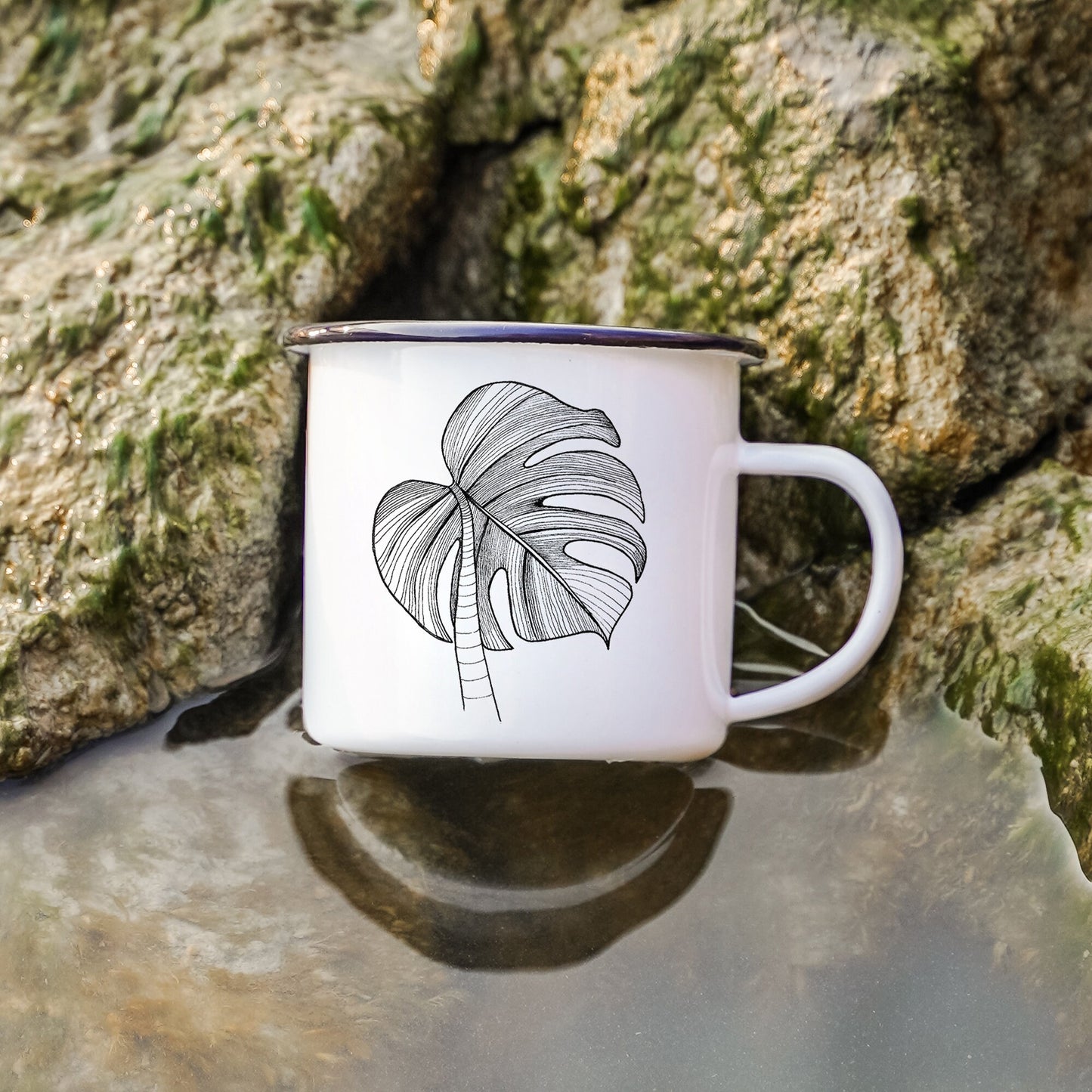 EMAILLE Tasse | Monstera Blatt