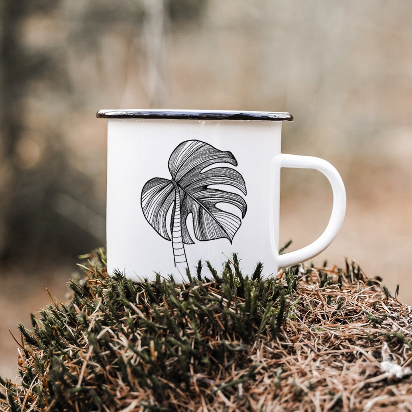 EMAILLE Tasse | Monstera Blatt