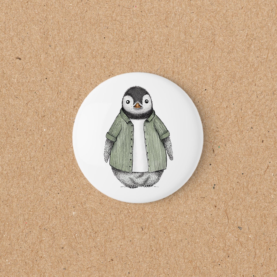 Magnetbutton | Kühlschrankmagnet | 55 mm | Pinguin Fabi Cordhemd