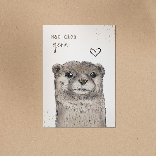 POSTKARTE | Otter Fiete | Hab dich gern!