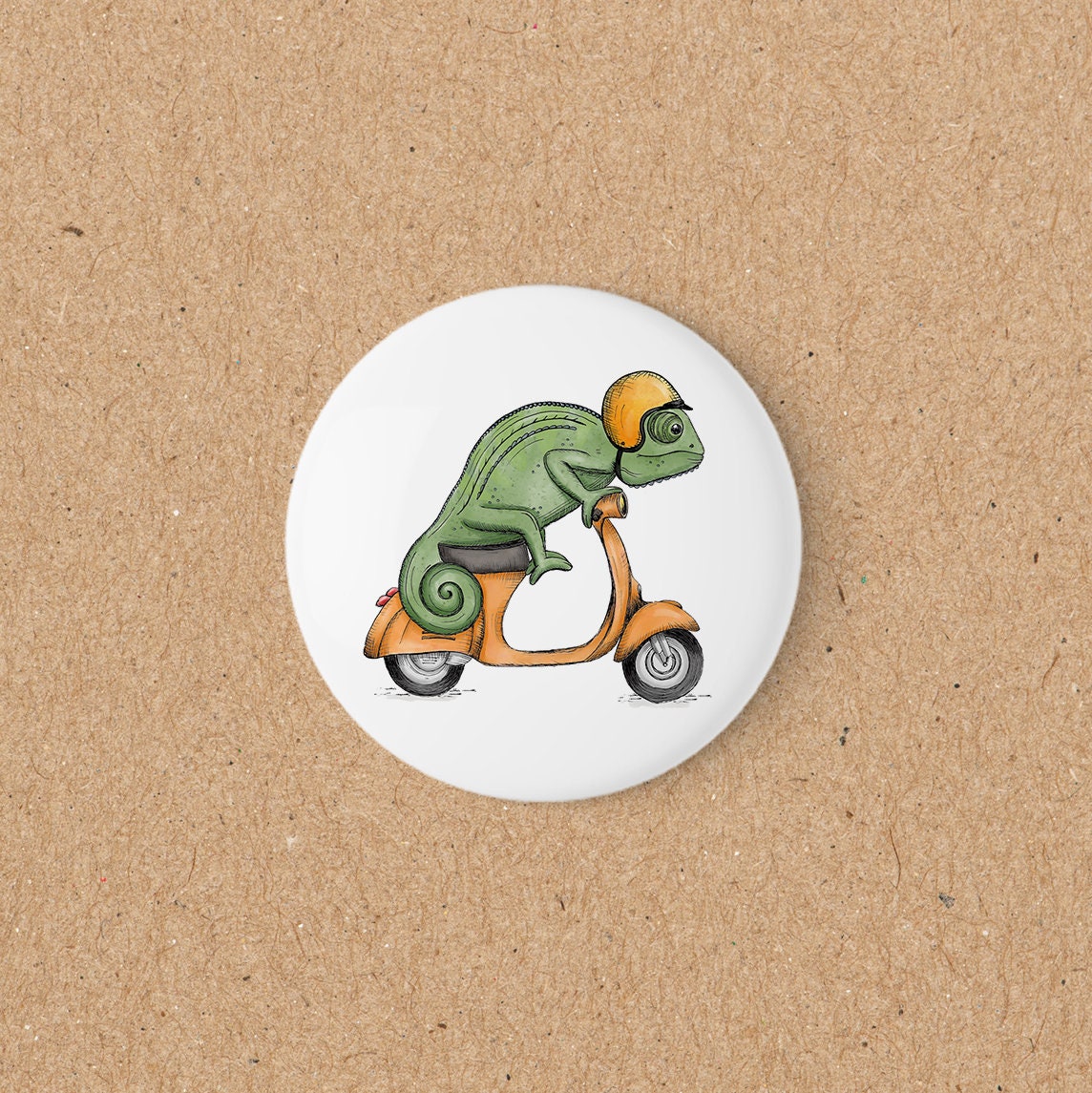 Magnetbutton | Kühlschrankmagnet | 55 mm | Chamäleon Pedro | Vespa | farbig